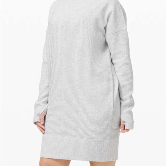 Lululemon Rib Dress Sweatshirt Size 4 Call for Cozy Gray Cotton High Neck - Picture 4 of 9